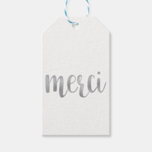 Silber "merci" bevorzugt Tags, Folien, vertikale Geschenkanhänger