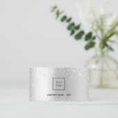 Silber-Metal-Glitzer-Logo Visitenkarte (Stehend Vorderseite)