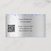 Silber-Metal-Licht-QR-Code Visitenkarte (Rückseite)