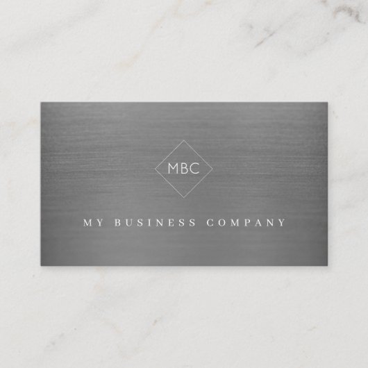 Silber Metall Moderne mit Monogramm Visitenkarte (Vorderseite)