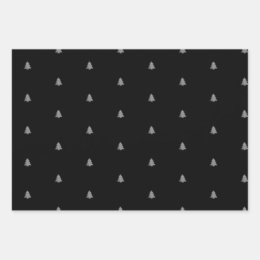 Silber Metall Weihnachtsbaum weißer Hintergrund Wr Geschenkpapier Set (Vorderseite 3)