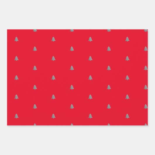 Silber Metall Weihnachtsbaum weißer Hintergrund Wr Geschenkpapier Set (Vorderseite 2)