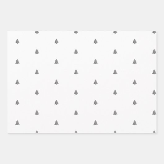 Silber Metall Weihnachtsbaum weißer Hintergrund Wr Geschenkpapier Set (Vorderseite)