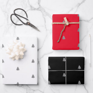 Silber Metall Weihnachtsbaum weißer Hintergrund Wr Geschenkpapier Set