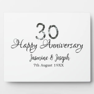 Silber Metallic 30. Glücklicher Jahrestag Name hin Fotoplatte