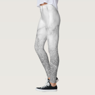 Silber Metallic Einzigartiger Glitter Schimmer Mar Leggings