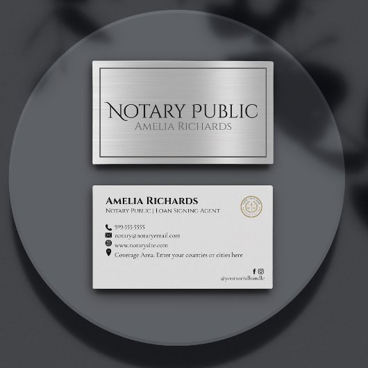 Silber-Metallic-Elegant Notary Public Visitenkarte