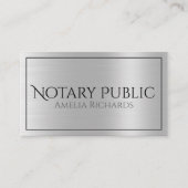 Silber-Metallic-Elegant Notary Public Visitenkarte (Vorderseite)