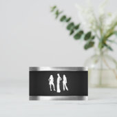 Silber-Metallic | Glossy Metal Trial | Schwarzes M Visitenkarte (Stehend Vorderseite)