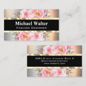 Silber-Metallic | Gold | Rosa Blume Visitenkarte (Vorne/Hinten)