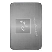 silber-metallic-moderne Skriptmonogramm-Bezeichnun Badematte (Vorderseite Vertikal)