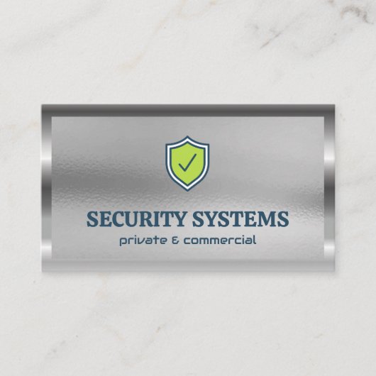 Silber-Metallic | SchildLogo Visitenkarte (Vorderseite)