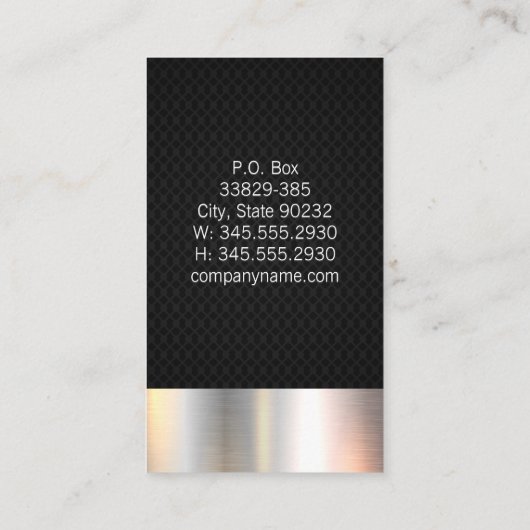 Silber-Metallic | Schwarzes Mesh Visitenkarte (Rückseite)