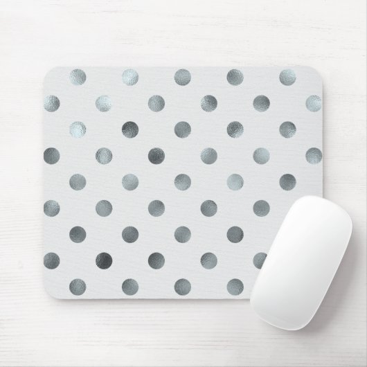 Silber Metallische Imitat Fohlen Große Polka Dot G Mousepad (Mit Mouse)