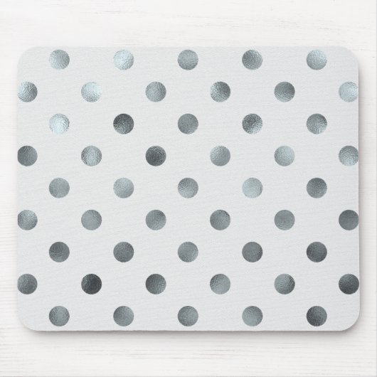 Silber Metallische Imitat Fohlen Große Polka Dot G Mousepad (Vorne)