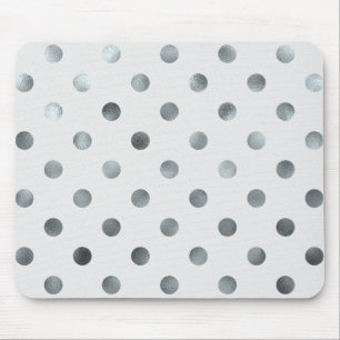 Silber Metallische Imitat Fohlen Große Polka Dot  Mousepad