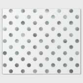 Silber Metallische Imitat Fohlen Kleiner Polka Dot Geschenkpapier (Flach)