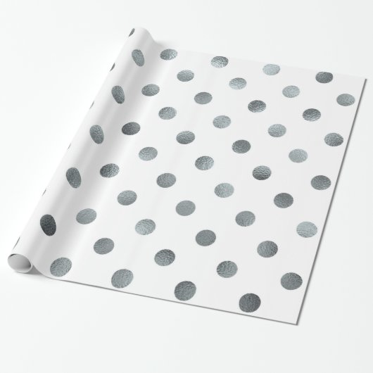 Silber Metallische Imitat Fohlen Kleiner Polka Dot Geschenkpapier (Ungerollt)