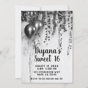 Silber Metallische Party Ballons Ivy Sweet 16 Part Einladung