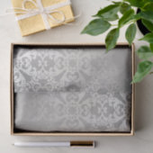 Silber, mit Blumen, Gitter, Damast, elegant, Seidenpapier (Geschenk)