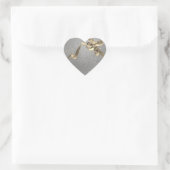Silber mit Gold Bow Wedding Herz-Aufkleber (Tasche)