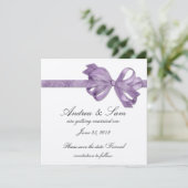 Silber mit Lila Bow Save the Date (Stehend Vorderseite)