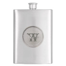 Silber mit Monogramm Rustikaler Western Flasche