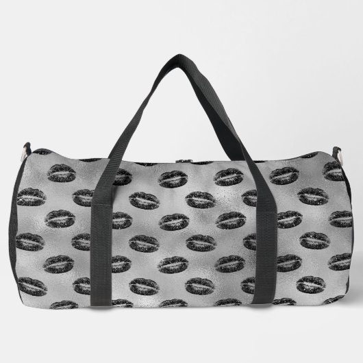 SILBER MIT RANDOM SCHWARZEN LIPPEN DUFFLE BAG (Vorderseite)