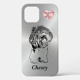 Silber mit rosa Herz Shih Tzu Dog iPhone 12 Fall Case-Mate iPhone Hülle
