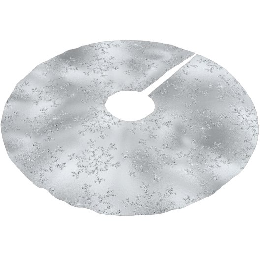 SILBER MIT WINTERSCHNEEBERN POLYESTER WEIHNACHTSBAUMDECKE (Schrägansicht)