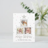 Silber | Moderne frohe Weihnachten 3 Foto (Stehend Vorderseite)