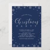 Silber | Moderne Schneeflocken Weihnachts-Abendess Einladung (Vorderseite)