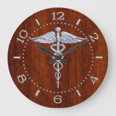 Silber mögen Caduceus-medizinische Große Wanduhr (Vorderseite)