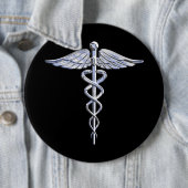 Silber mögen Caduceus-medizinisches Symbol auf Button (Beispiel)
