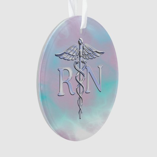 Silber mögen RNcaduceus-medizinische Mutter-Perle Ornament (Vorderseite)