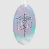 Silber mögen RNcaduceus-medizinische Mutter-Perle Ornament (Vorderseite)