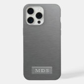 Silber Monogram Imitate gestreift iPhone Hülle (Rückseite)