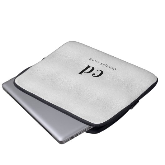 Silber Monogramm inititis Name minimalistisches Me Laptopschutzhülle (Vorne Knopf)