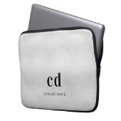 Silber Monogramm inititis Name minimalistisches Me Laptopschutzhülle (Vorderseite Links)