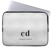Silber Monogramm inititis Name minimalistisches Me Laptopschutzhülle (Vorderseite)