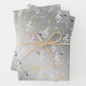 silber,musical+ Note, Luxus, Gold, königlich, eleg Geschenkpapier Set (Beispiel)