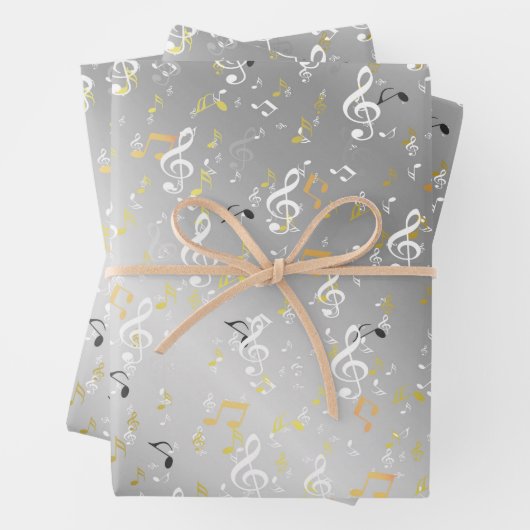 silber,musical+ Note, Luxus, Gold, königlich, eleg Geschenkpapier Set (Beispiel)
