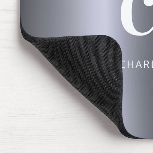 Silber-Name Monogramm-Imitationen metallisch Mousepad (Ecke)