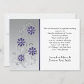 Silber nur mit violetten Blumen Empfang Einladung (Vorderseite)