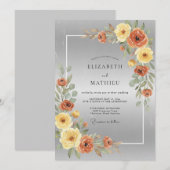 Silber-Ocker-Aquarell-Hochzeit Einladung (Vorne/Hinten)