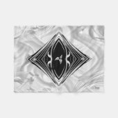 Silber oder Abstrakte Blume auf Schwarz - Seide - Fleecedecke (Vorderseite (Horizontal))