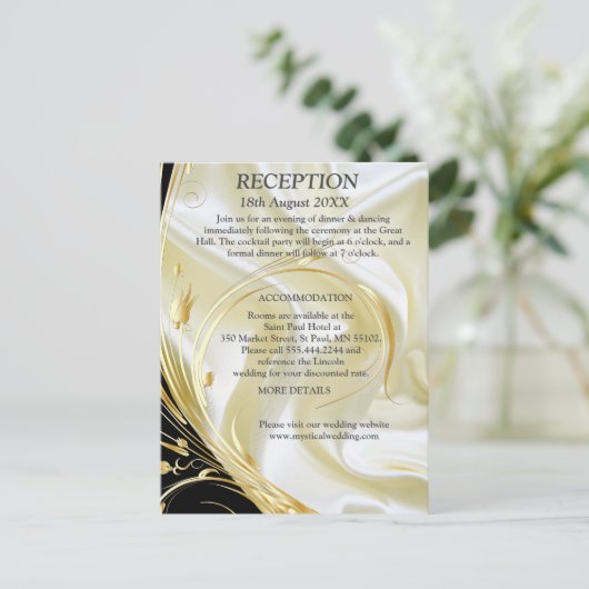 Silber oder Gold Abstrakte Blume auf - Seide Ankündigungspostkarte (Stehend Vorderseite)