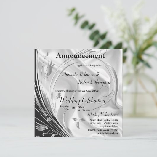 Silber oder Gold Abstrakte Blume auf - Seide und K Ankündigung (Stehend Vorderseite)