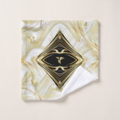 Silber oder Gold Abstrakte Blume auf - Seide und K Badhandtuch Set (Waschlappen)