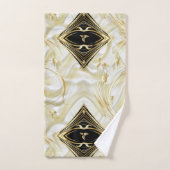 Silber oder Gold Abstrakte Blume auf - Seide und K Badhandtuch Set (Handtuch)